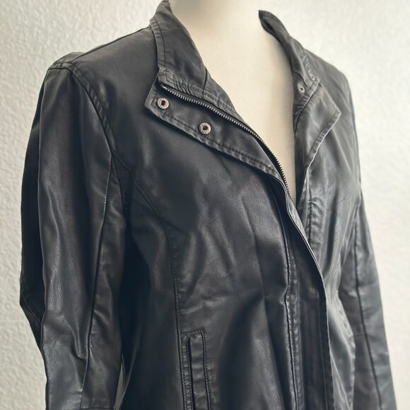 A New Day Black Faux Leather Moto Jacket Size Medium - Picture 4 of 9